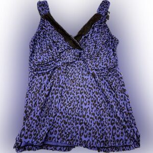 Torrid Purple Lace Trim Leopard Strappy Tank